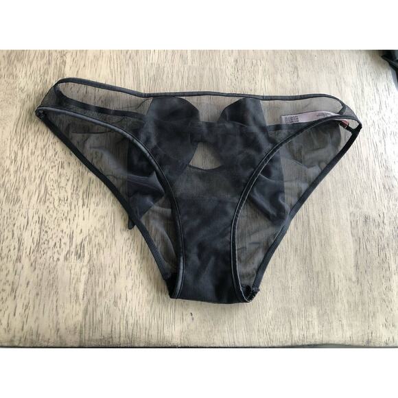 Victoria's Secret Black Mesh and Ribbon Bow Cheekini - M - Picture 2 of 5